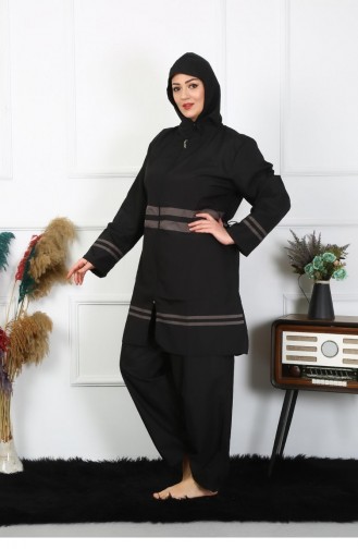 Akbeniz Grote Maat Hijab-badpak 7Xl-8Xl-9Xl-10Xl Zwart 55010 4562