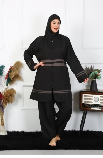 Akbeniz Grote Maat Hijab-badpak 7Xl-8Xl-9Xl-10Xl Zwart 55010 4562