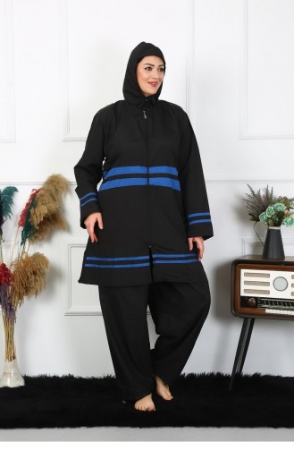 Akbeniz ملابس سباحة حجاب مقاس كبير 7Xl-8Xl-9Xl-10Xl أسود 55011 4563