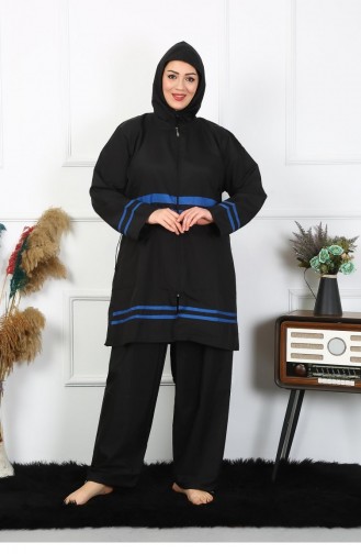 Akbeniz ملابس سباحة حجاب مقاس كبير 7Xl-8Xl-9Xl-10Xl أسود 55011 4563
