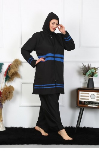 Akbeniz ملابس سباحة حجاب مقاس كبير 7Xl-8Xl-9Xl-10Xl أسود 55011 4563