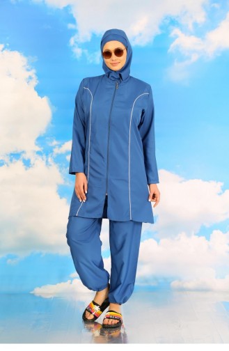 Akbeniz Indigo-badpak Met Volledige Hijab Voor Dames 31060 4565