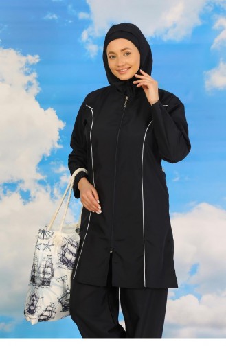 Akbeniz Women`s Full Hijab Navy Blue Swimsuit 31060 4568