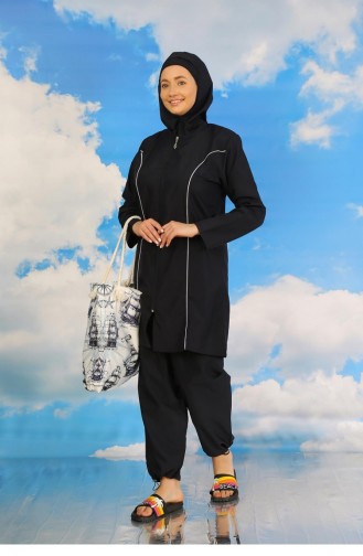 Akbeniz Women`s Full Hijab Navy Blue Swimsuit 31060 4568