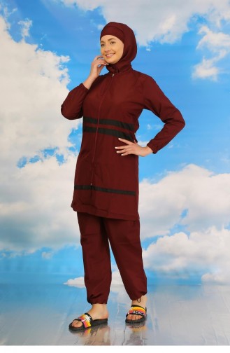 Akbeniz Women`s Full Hijab Swimsuit Claret Red 31061 4571