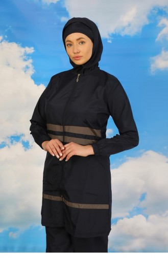 Akbeniz Damen Full Hijab Badeanzug Marineblau 31061 4573