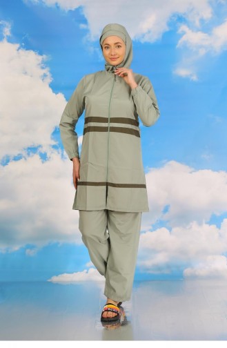 Akbeniz Damen Full Hijab Badeanzug Wassergrün 31061 4575