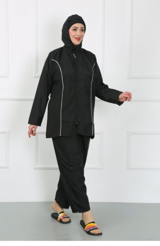 Akbeniz Plus Size Hijab Groot Badpak Zwart 44010 4620