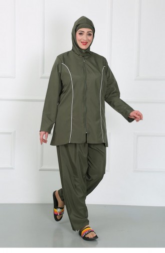 Akbeniz Plus Size Hijab Big Swimsuit Khaki 44010 4622