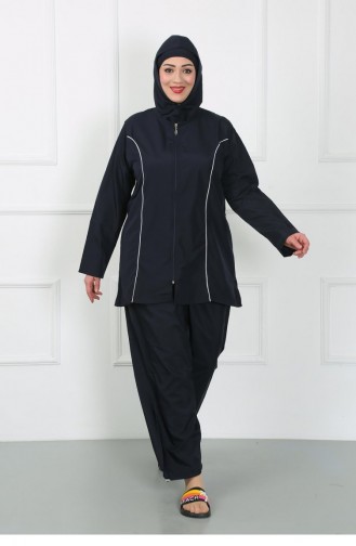 Akbeniz Maillot De Bain Hijab Grande Taille Bleu Marine 44010 4623