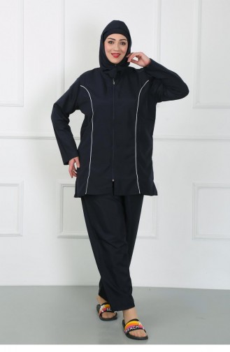 Akbeniz Plus Size Hijab Large Swimsuit Navy Blue 44010 4623