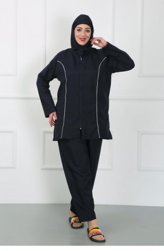 Akbeniz Maillot De Bain Hijab Grande Taille Bleu Marine 44010 4623