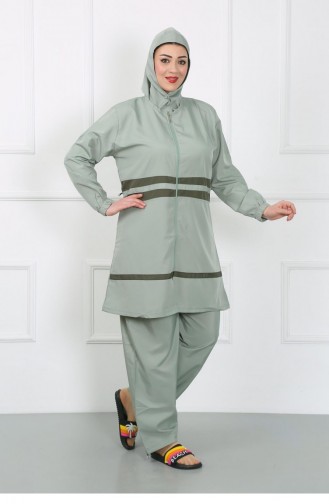 Akbeniz Plus Size Hijab Swimsuit Water Green 44020 4625
