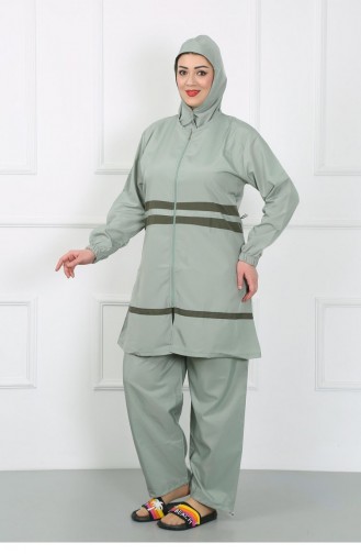 Akbeniz Plus Size Hijab Swimsuit Water Green 44020 4625