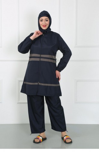 Akbeniz Hijab-Badeanzug In Übergröße Marineblau 44020 4630