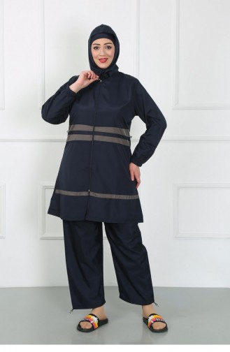 Akbeniz Maillot De Bain Hijab Grande Taille Bleu Marine 44020 4630