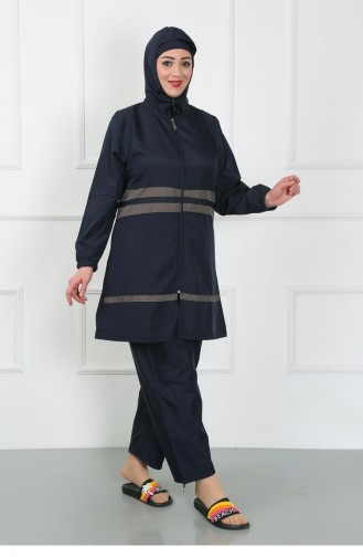 Akbeniz Maillot De Bain Hijab Grande Taille Bleu Marine 44020 4630