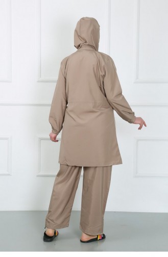 Akbeniz Plus Size Hijab Swimsuit Beige 44020 4631