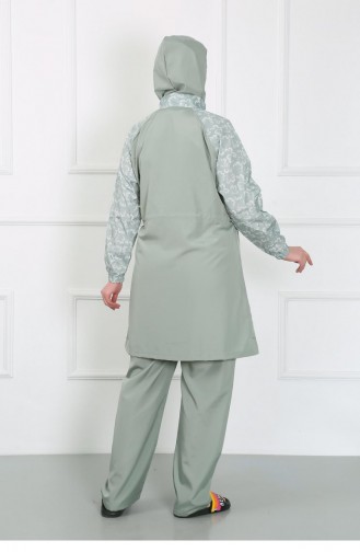 Akbeniz Plus Size Hijab-badpak Met Patroon Watergroen 44030 4634