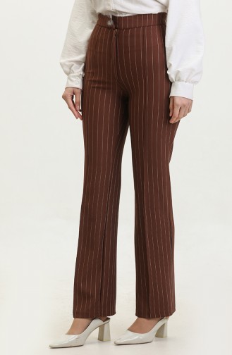 Çımalı Striped Trousers 20042-02 Brown 20042-02