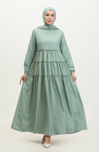 Patterned Layered Dress 0371-04 Green 0371-04