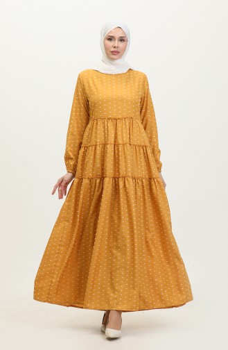 Patterned Layered Dress 0371-07 Mustard 0371-07