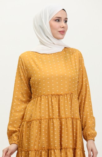 Patterned Layered Dress 0371-07 Mustard 0371-07