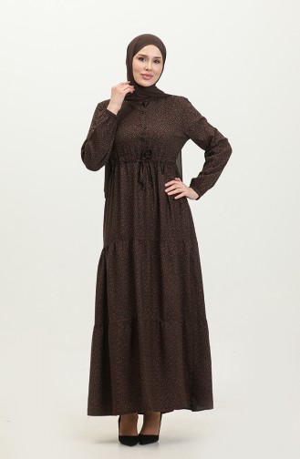 Robe Viscose Taille Froncee 0374-03 Marron 0374-03