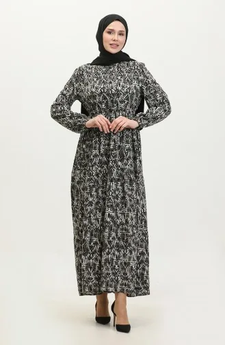 Gekleurde Viscose Jurk 0376-03 Zwart 0376-03