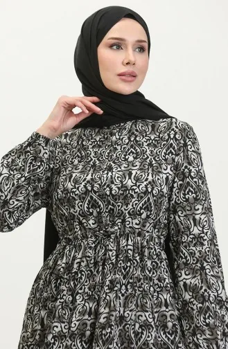 Gekleurde Viscose Jurk 0376-03 Zwart 0376-03