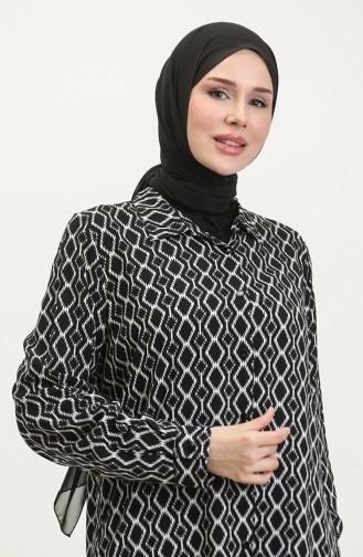 Tunique Chemise à Motifs Grande Taille 2022A-01 Noir 2022A-01