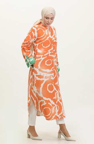 Large Size Patterned Tunic Orange K328 922