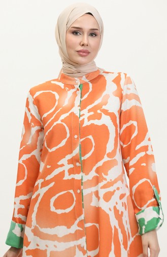 Large Size Patterned Tunic Orange K328 922