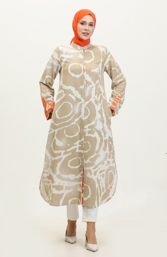 Large Size Patterned Tunic Beige K328 926