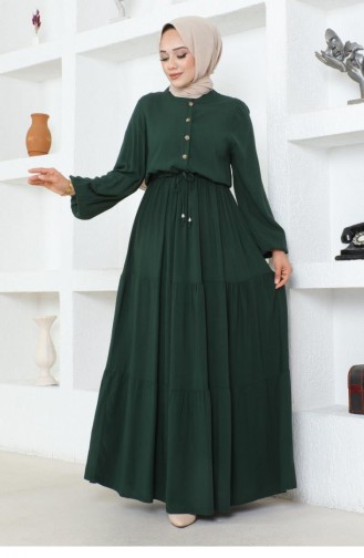 7102Sgs Waist Lace Viscose Dress Emerald Green 16951