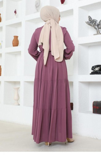 7102Sgs Waist Lace Viscose Dress Lilac 16957