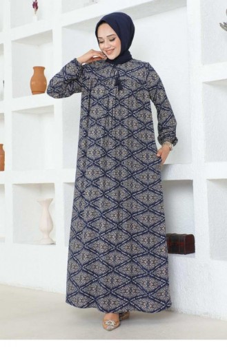 7101Sgs Robe Viscose Dress Navy Blue 16967