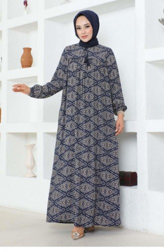 7101Sgs Robe Viscose Dress Navy Blue 16967