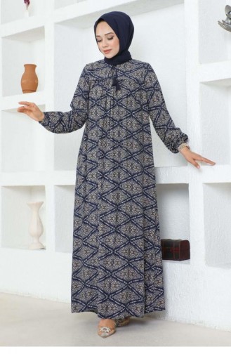 7101Sgs Robe Viscose-jurk Marineblauw 16967