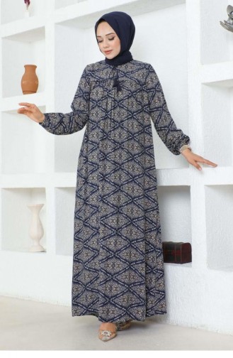 7101Sgs Robe Viscose Dress Navy Blue 16967