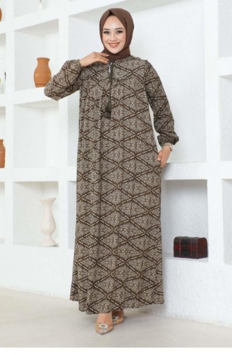 7101Sgs Robe Viscose Dress Khaki 16968