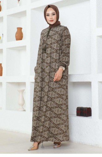 7101Sgs Robe Viscose Dress Khaki 16968