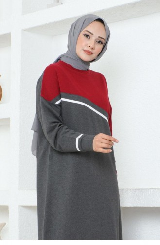 2081Mg Stripe Detailed Sports Dress Anthracite 16980