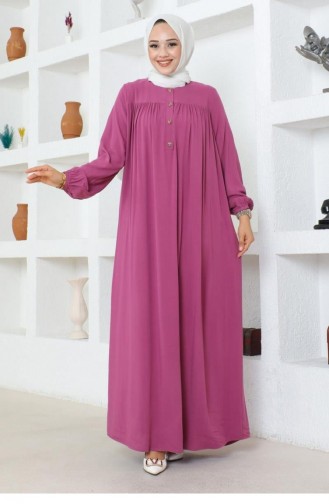 7103Sgs Half Buttoned Viscose Dress Dusty Rose 16991