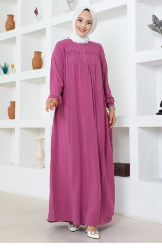 7103Sgs Half Buttoned Viscose Dress Dusty Rose 16991