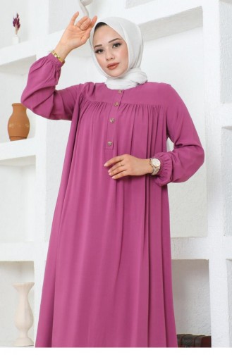 7103Sgs Half Buttoned Viscose Dress Dusty Rose 16991