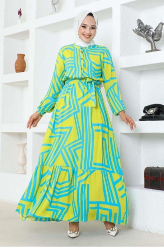 7107Sgs Striped Viscose Dress Acid 17002