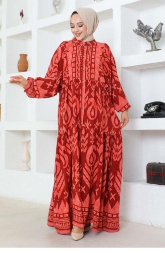 7105Sgs Kleid Aus Viskose Mit Ethnischem Muster 17014