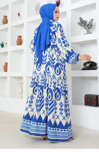 7105Sgs Ethnic Pattern Viscose Dress Beige 17015