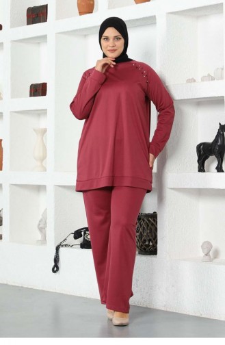 Embroidered Shoulders Tracksuit Set 2025-04 Dried Rose 2025-04